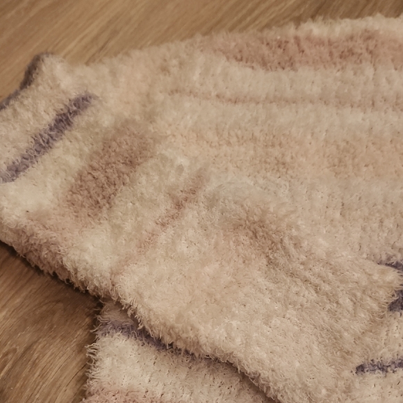 POL Cream Fuzzy Hoodie with Lavender and Blush Stripes - Picture 3 of 9